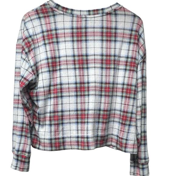 Gap Body 2 Piece Lounge Pajama Top Jogger Bottom Set Red Blue Plaid Size Medium - Picture 4 of 7